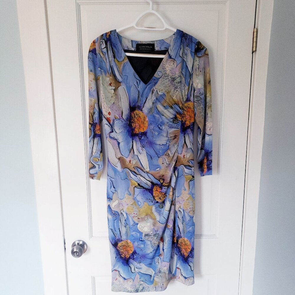 Lush floral ve neck shift dress with ruching